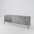 CONCRETE WALL 3-Door TV Stand in Grey Finish