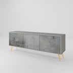 CONCRETE WALL 3-Door TV Stand in Grey Finish