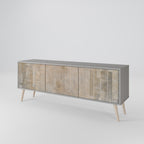 SCREEN ERROR 3-Door TV Stand in Grey Finish