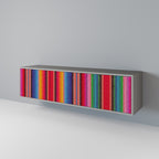 ETHNIC MEXICAN 3-Door TV Stand in Grey Finish