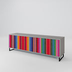 ETHNIC MEXICAN 3-Door TV Stand in Grey Finish