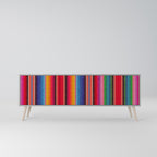 ETHNIC MEXICAN 3-Door TV Stand in Grey Finish