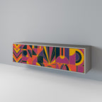 ELECTRIC PATTERNS 3-Door TV Stand in Grey Finish