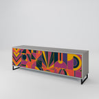 ELECTRIC PATTERNS 3-Door TV Stand in Grey Finish