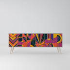 ELECTRIC PATTERNS 3-Door TV Stand in Grey Finish