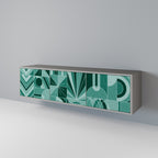 HARMONIC GRID 3-Door TV Stand in Grey Finish