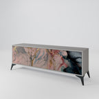 GILDED SWIRLS 3-Door TV Stand in Grey Finish