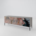 GILDED SWIRLS 3-Door TV Stand in Grey Finish