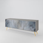 MUTED ARC 3-Door TV Stand in Grey Finish