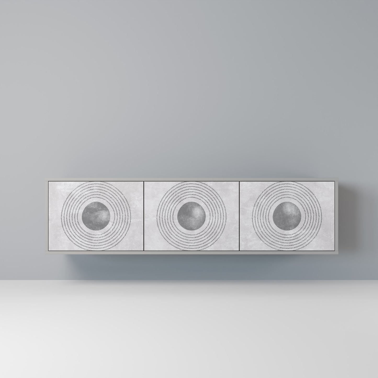 SOLID CIRCLES 3-dörrars TV-bänk i grå finish