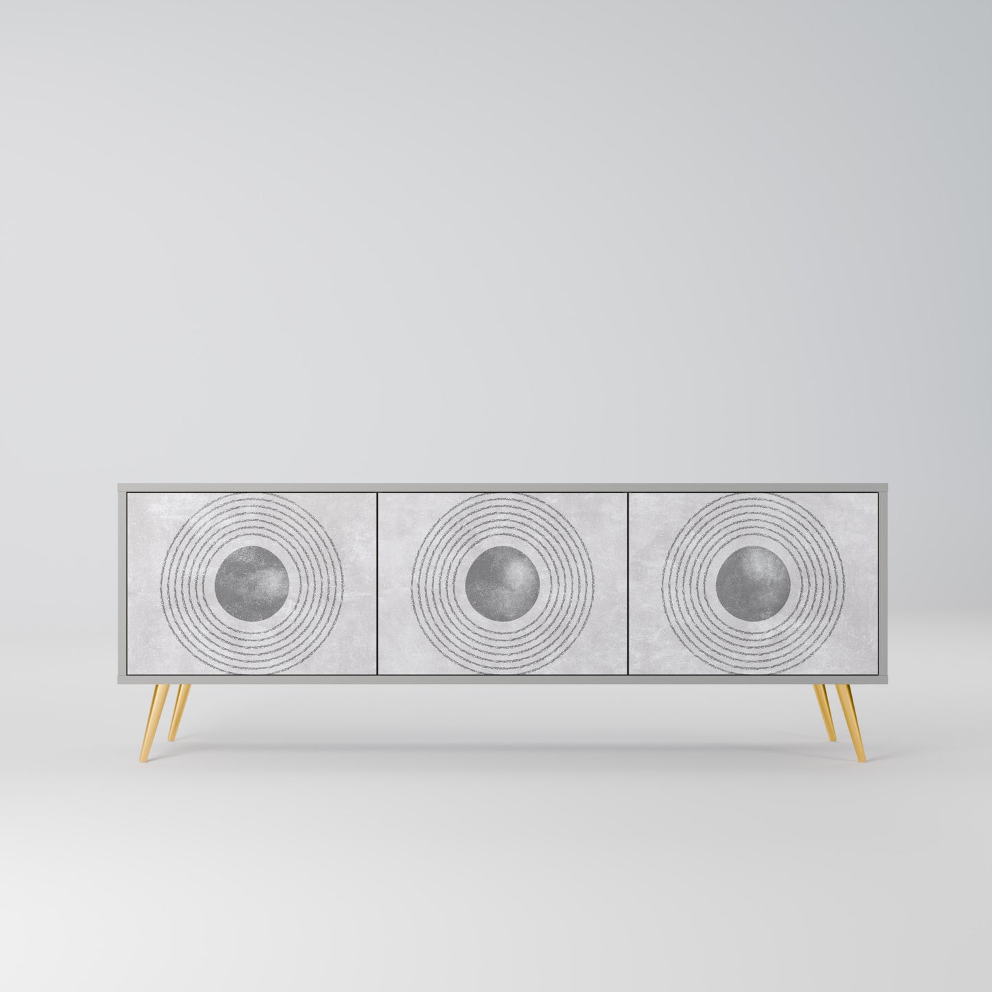 SOLID CIRCLES 3-dörrars TV-bänk i grå finish