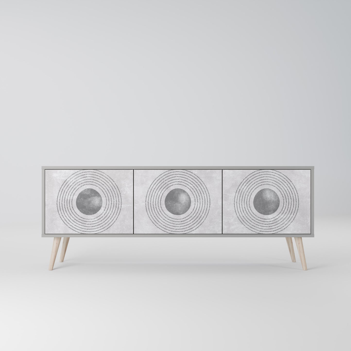 SOLID CIRCLES 3-dörrars TV-bänk i grå finish