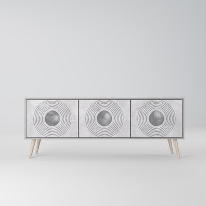 SOLID CIRCLES 3-dörrars TV-bänk i grå finish