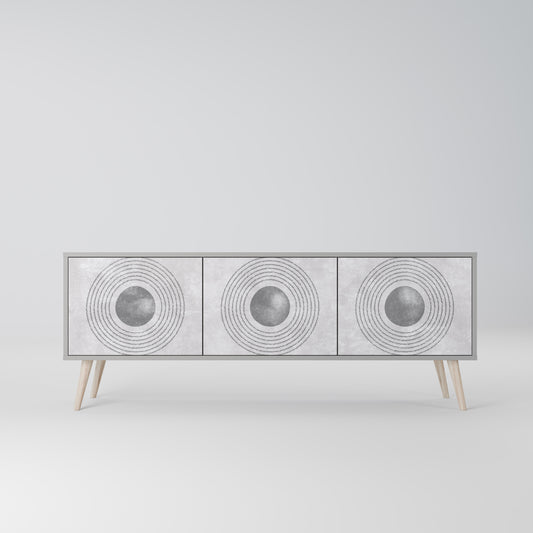 SOLID CIRCLES 3-dörrars TV-bänk i grå finish