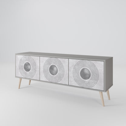 SOLID CIRCLES 3-dörrars TV-bänk i grå finish