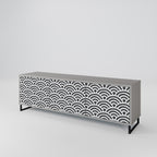 GLOOMY HOST 3-Door TV Stand in Grey Finish