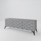 GLOOMY HOST 3-Door TV Stand in Grey Finish