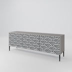 GLOOMY HOST 3-Door TV Stand in Grey Finish