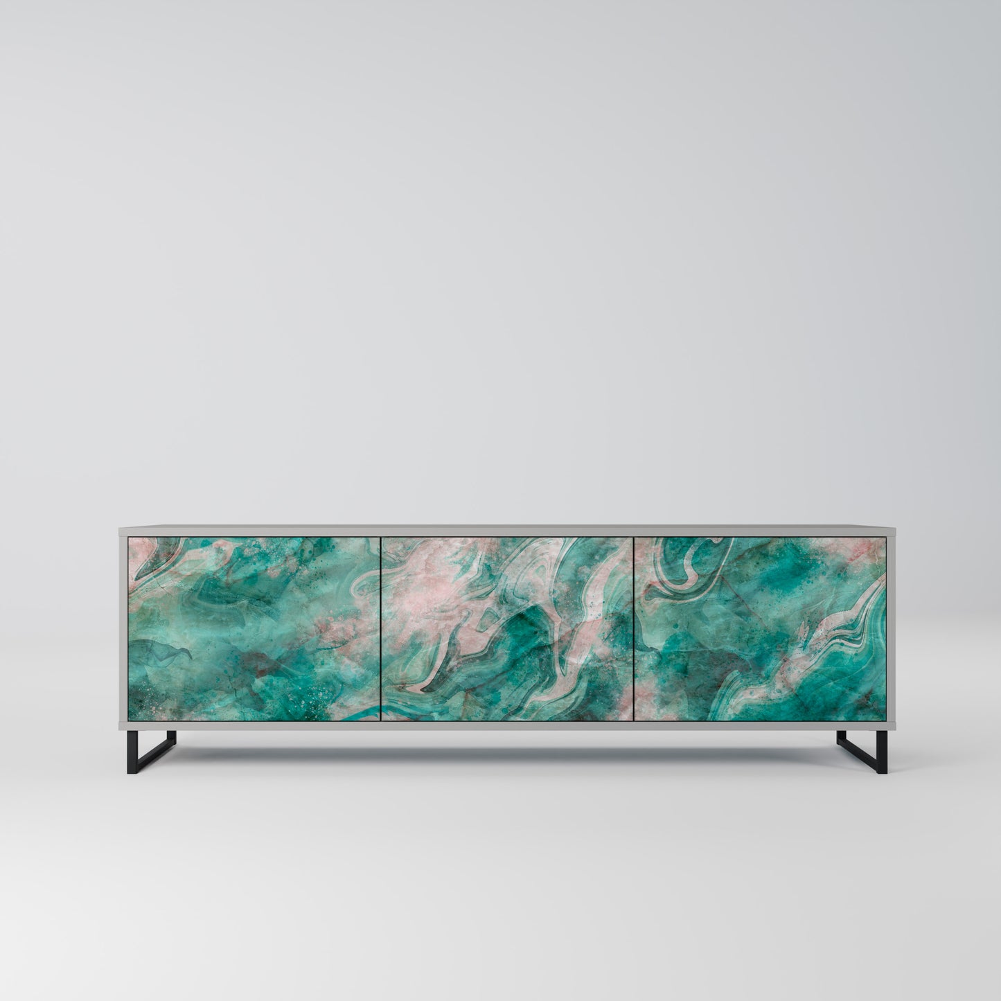 ABSTRACT ALCHEMY 3-Door TV Stand in Grey Finish