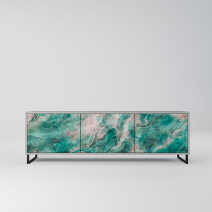 ABSTRACT ALCHEMY 3-Door TV Stand in Grey Finish
