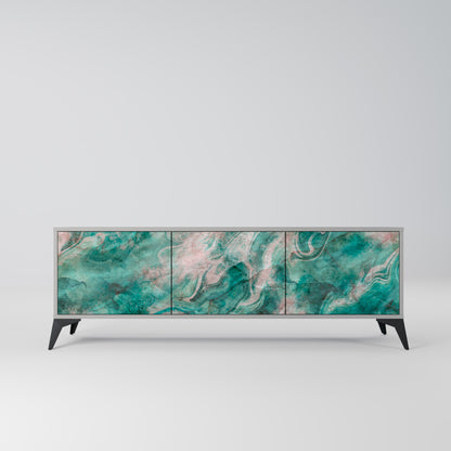 ABSTRACT ALCHEMY 3-Door TV Stand in Grey Finish