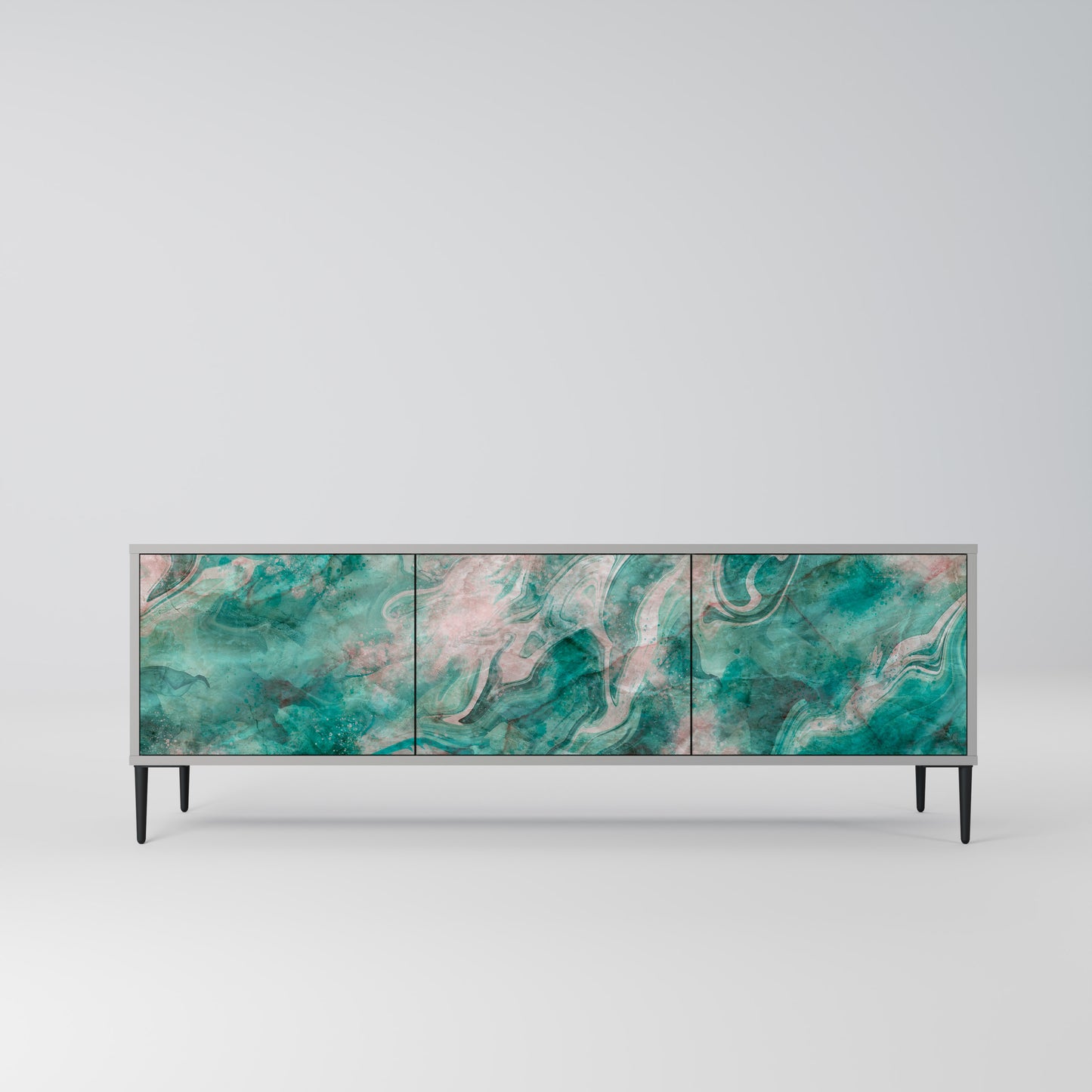 ABSTRACT ALCHEMY 3-Door TV Stand in Grey Finish