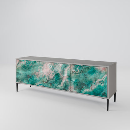 ABSTRACT ALCHEMY 3-Door TV Stand in Grey Finish