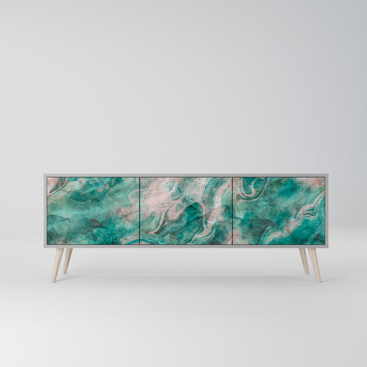 ABSTRACT ALCHEMY 3-Door TV Stand in Grey Finish