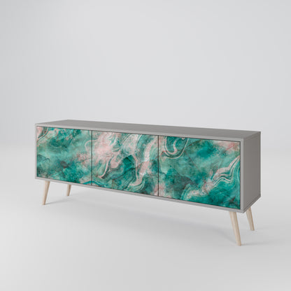 ABSTRACT ALCHEMY 3-Door TV Stand in Grey Finish