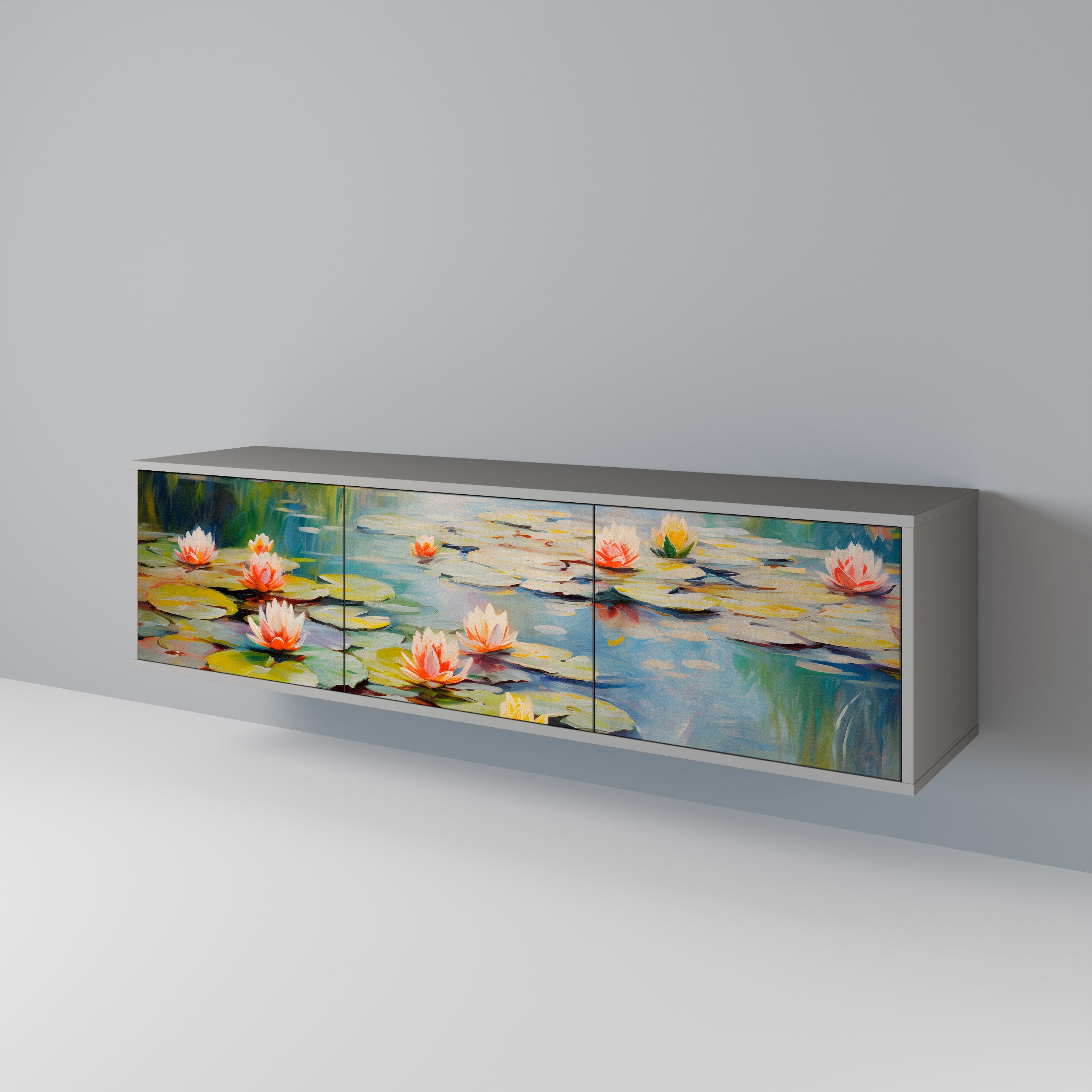 BLOOMING WATERS TV-bänk med 3 dörrar