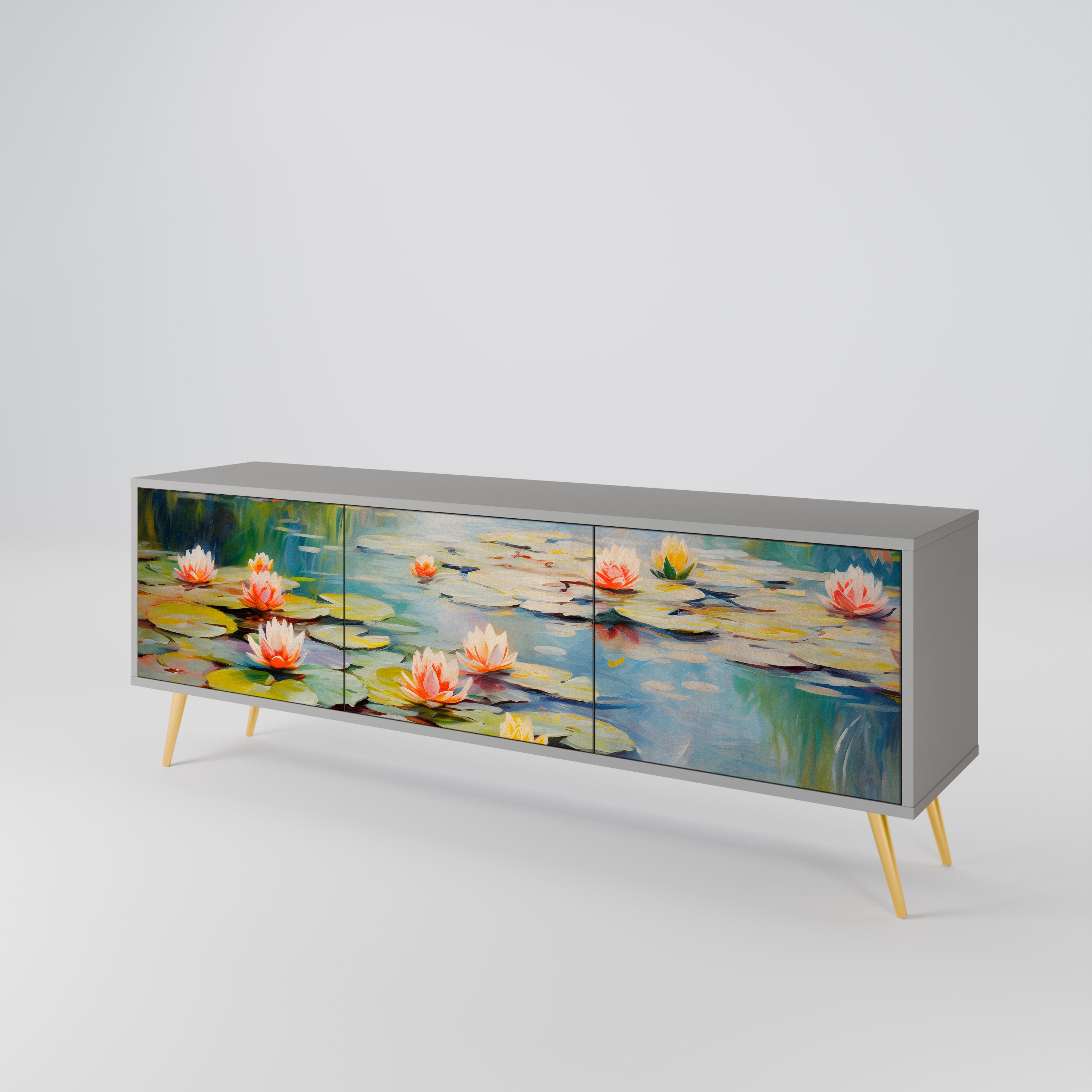 BLOOMING WATERS TV-bänk med 3 dörrar