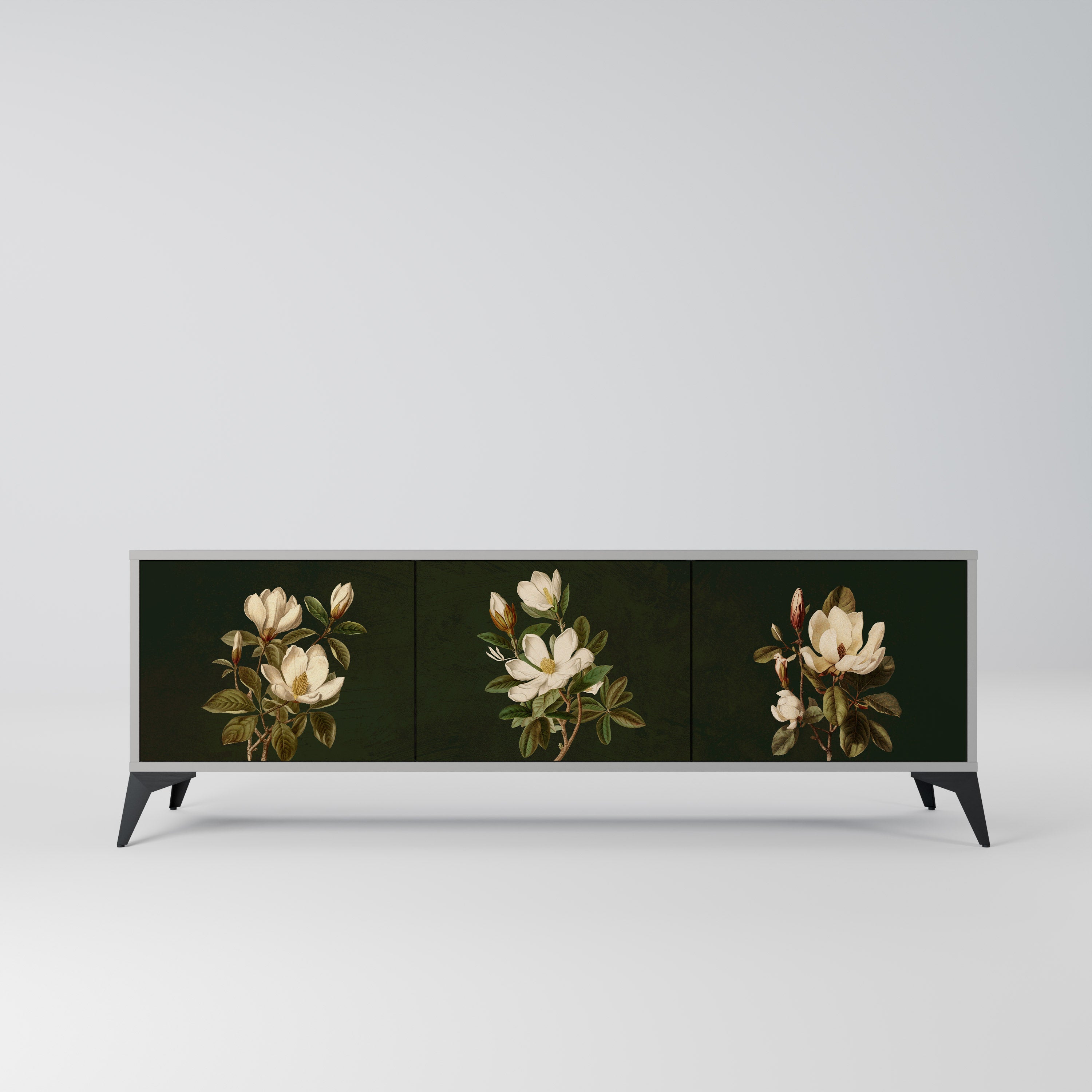 FLORAL NOIR 3-dörrars TV-bänk i grå finish