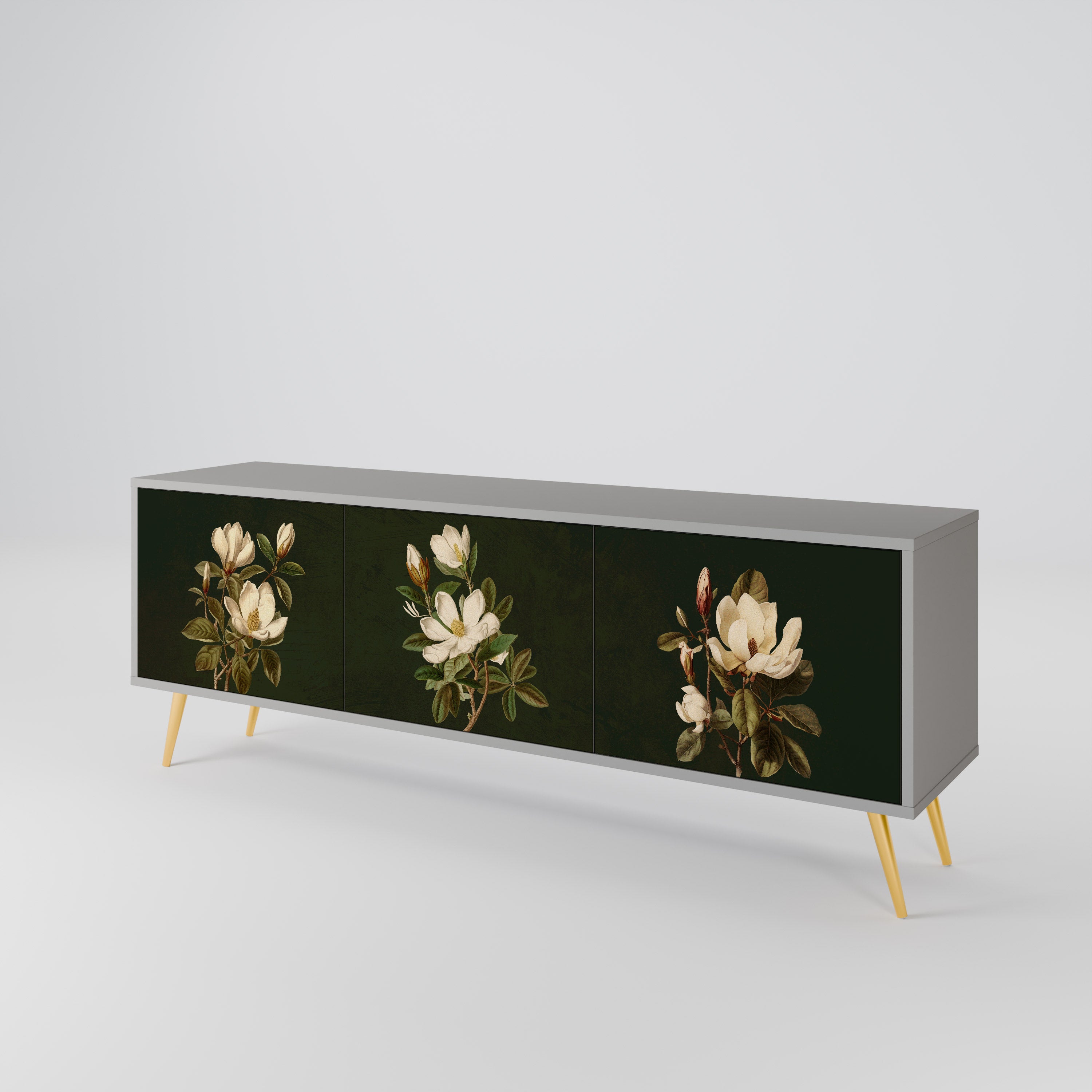 FLORAL NOIR 3-dörrars TV-bänk i grå finish