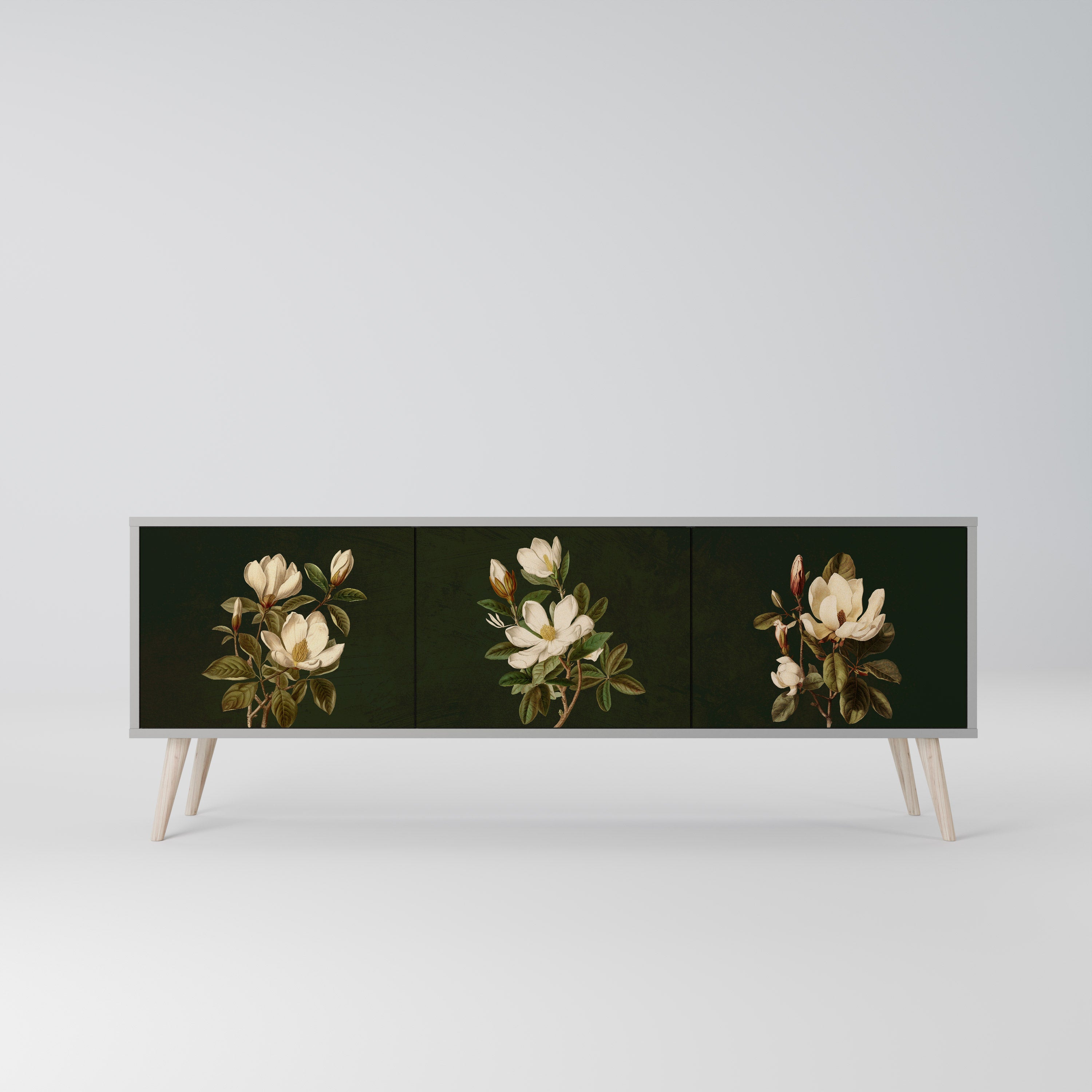 FLORAL NOIR 3-dörrars TV-bänk i grå finish