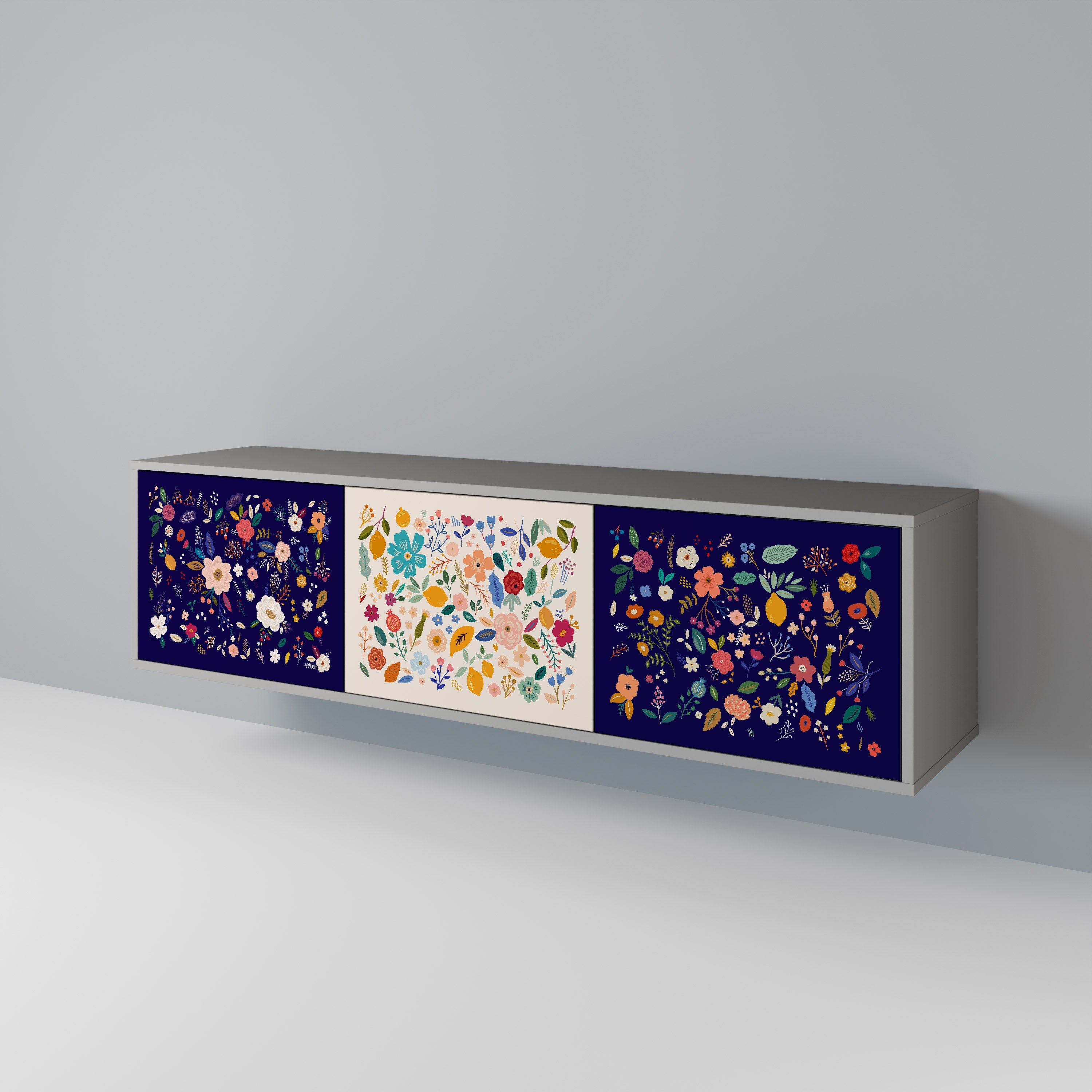 FLORAL COMBINATION 3-Door TV Cabinet