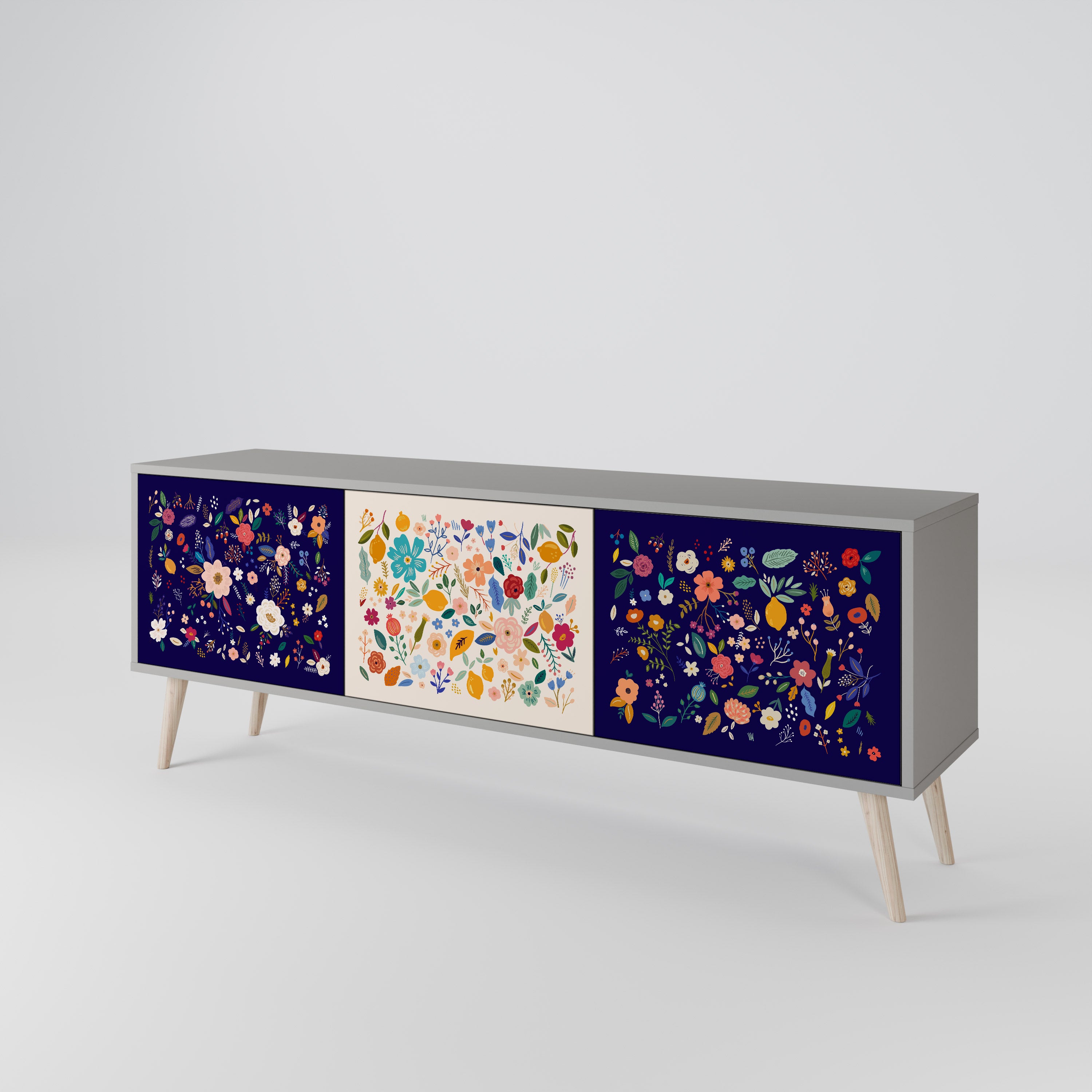 FLORAL COMBINATION 3-Door TV Cabinet