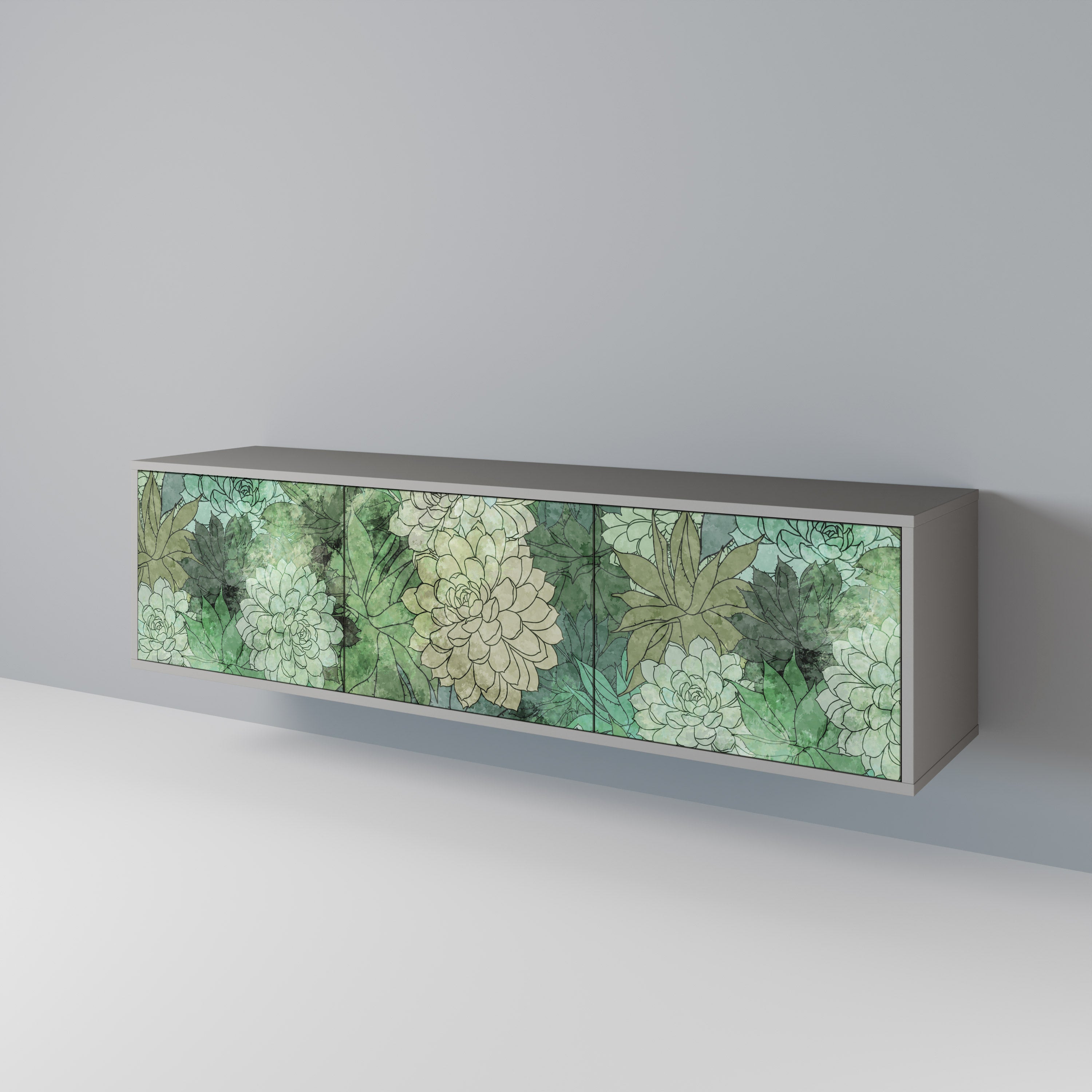 SUCCULENT CLUSTER 3-dörrars TV-bänk i grå finish