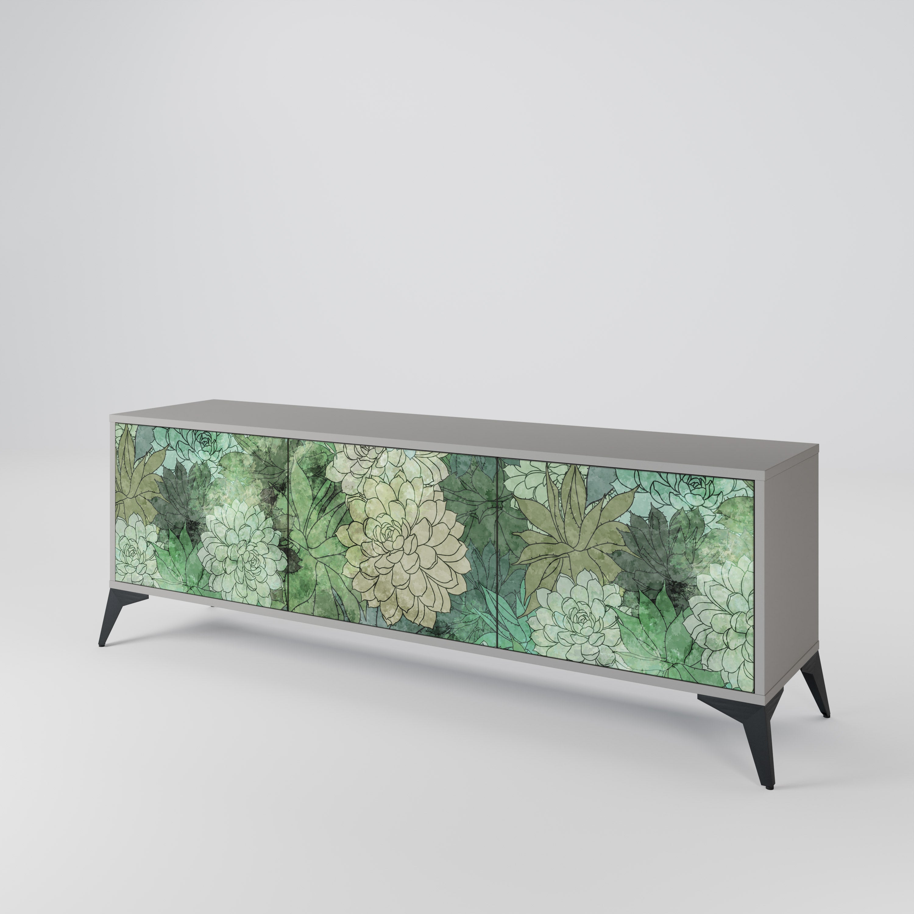 SUCCULENT CLUSTER 3-dörrars TV-bänk i grå finish