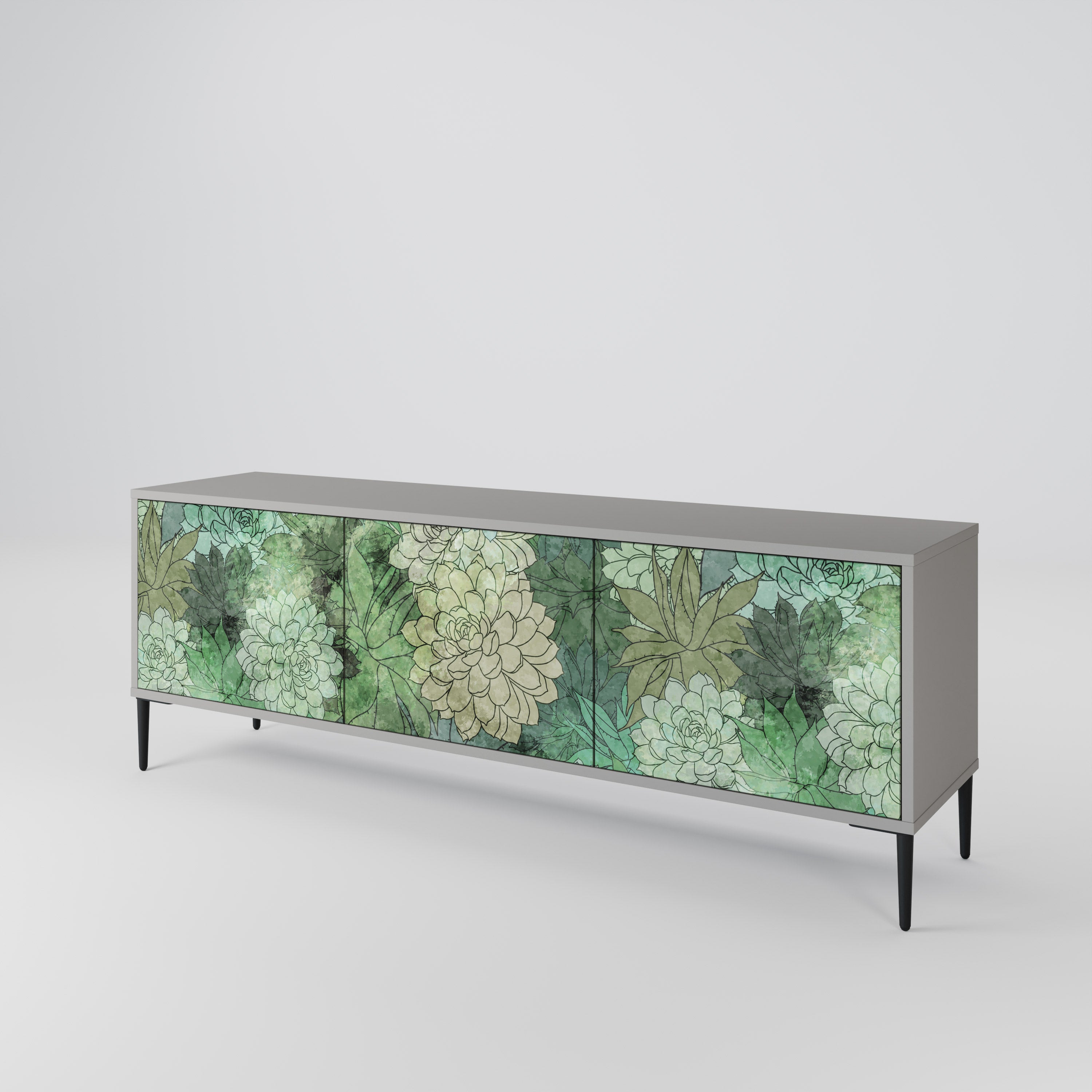SUCCULENT CLUSTER 3-dörrars TV-bänk i grå finish