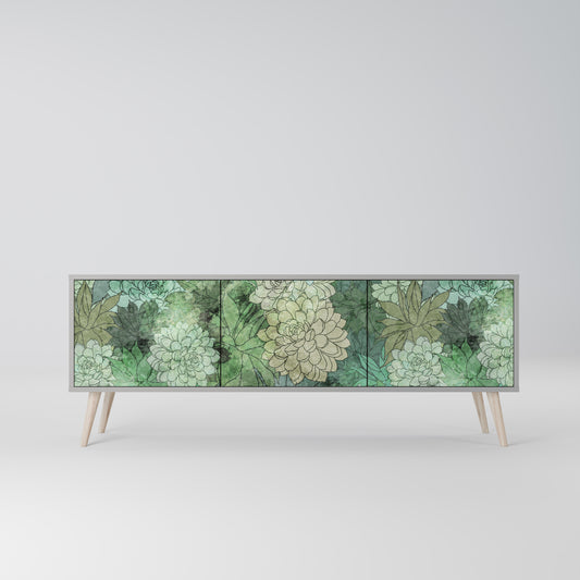 SUCCULENT CLUSTER 3-dörrars TV-bänk i grå finish
