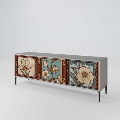 TIMELESS FLORA 3-Door TV Stand in Grey Finish