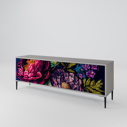 BLOOMING ELEGANCE 3-dörrars TV-bänk i grå finish