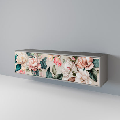 FLORAL GRACE 3-dörrars TV-bänk i grå finish