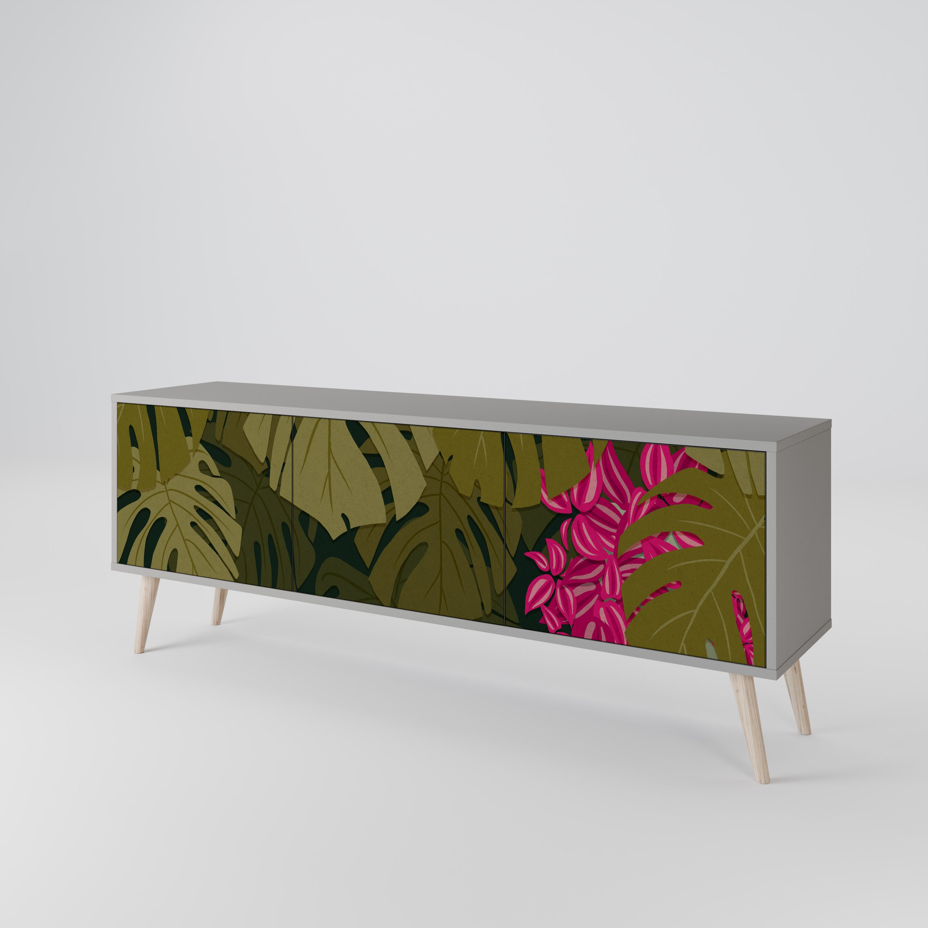 TROPICAL BEAUTY 3-dörrars TV-bänk i grå finish