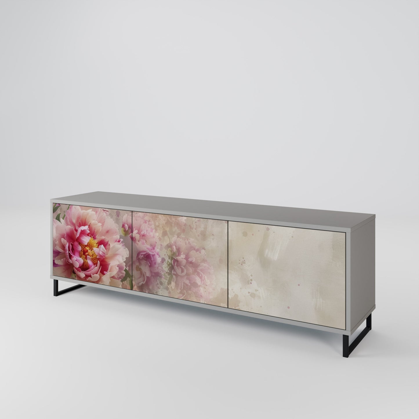 PEONY WHISPER 3-Door TV Stand in Grey Finish