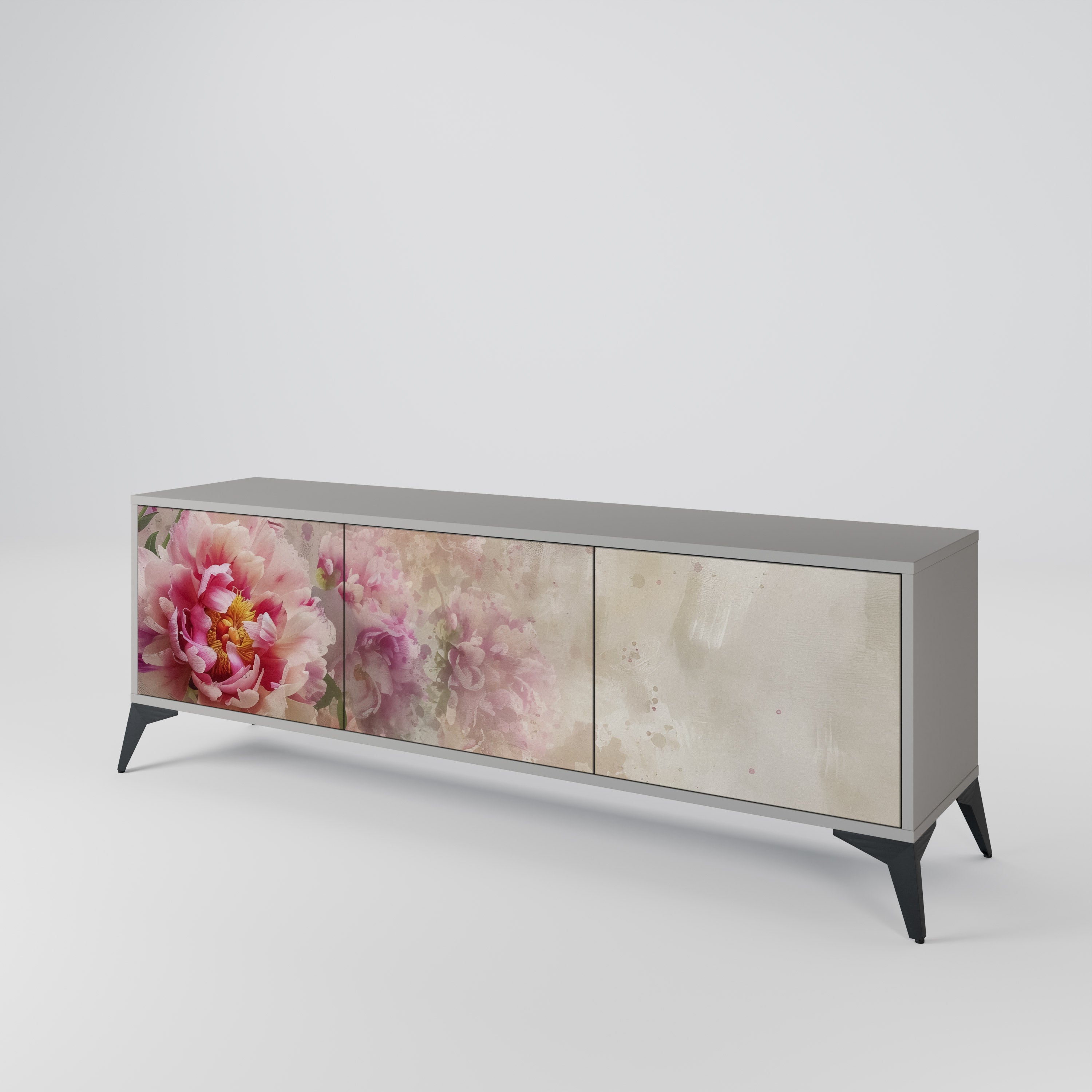 PEONY WHISPER TV-bänk med 3 dörrar i grå finish