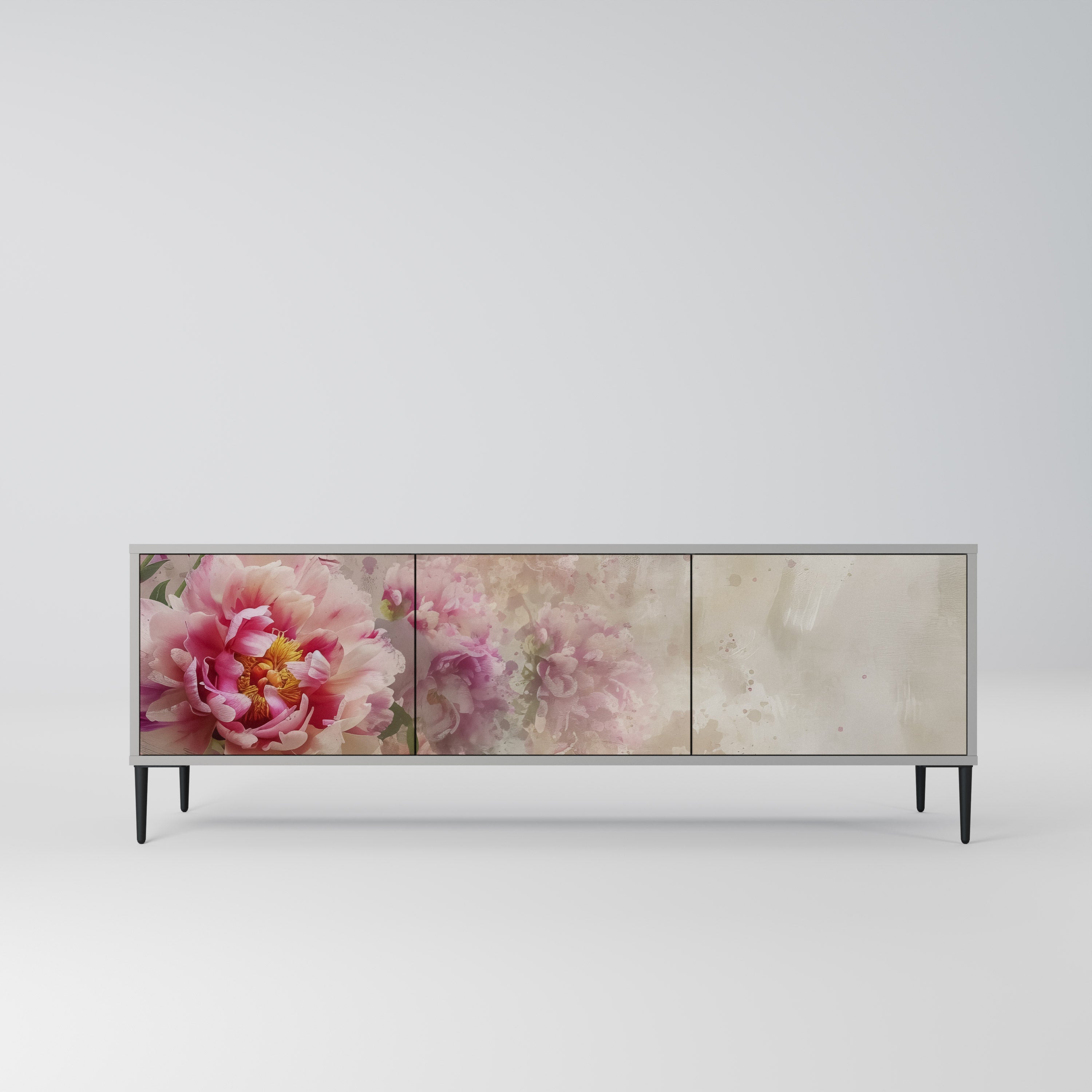 PEONY WHISPER TV-bänk med 3 dörrar i grå finish