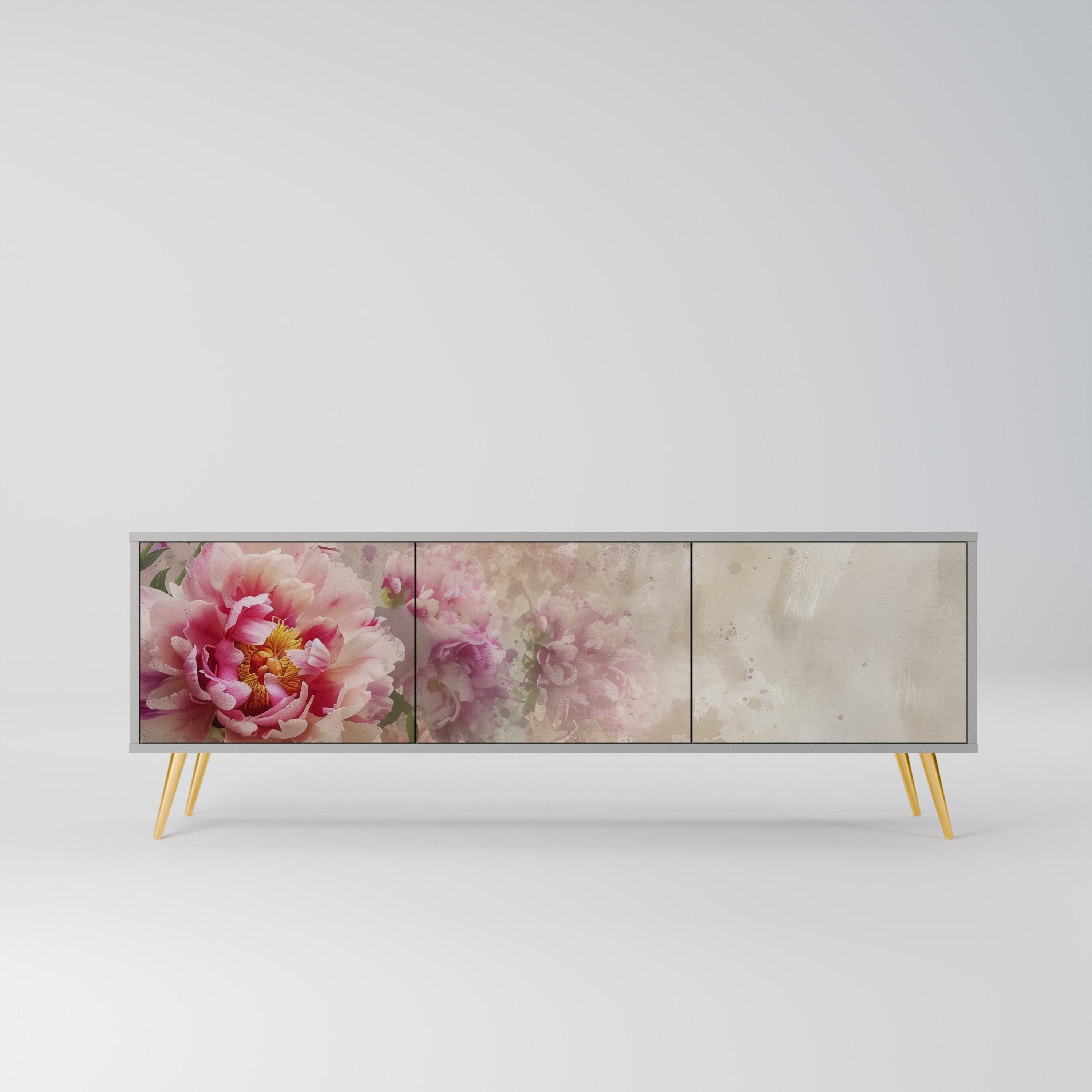 PEONY WHISPER TV-bänk med 3 dörrar i grå finish