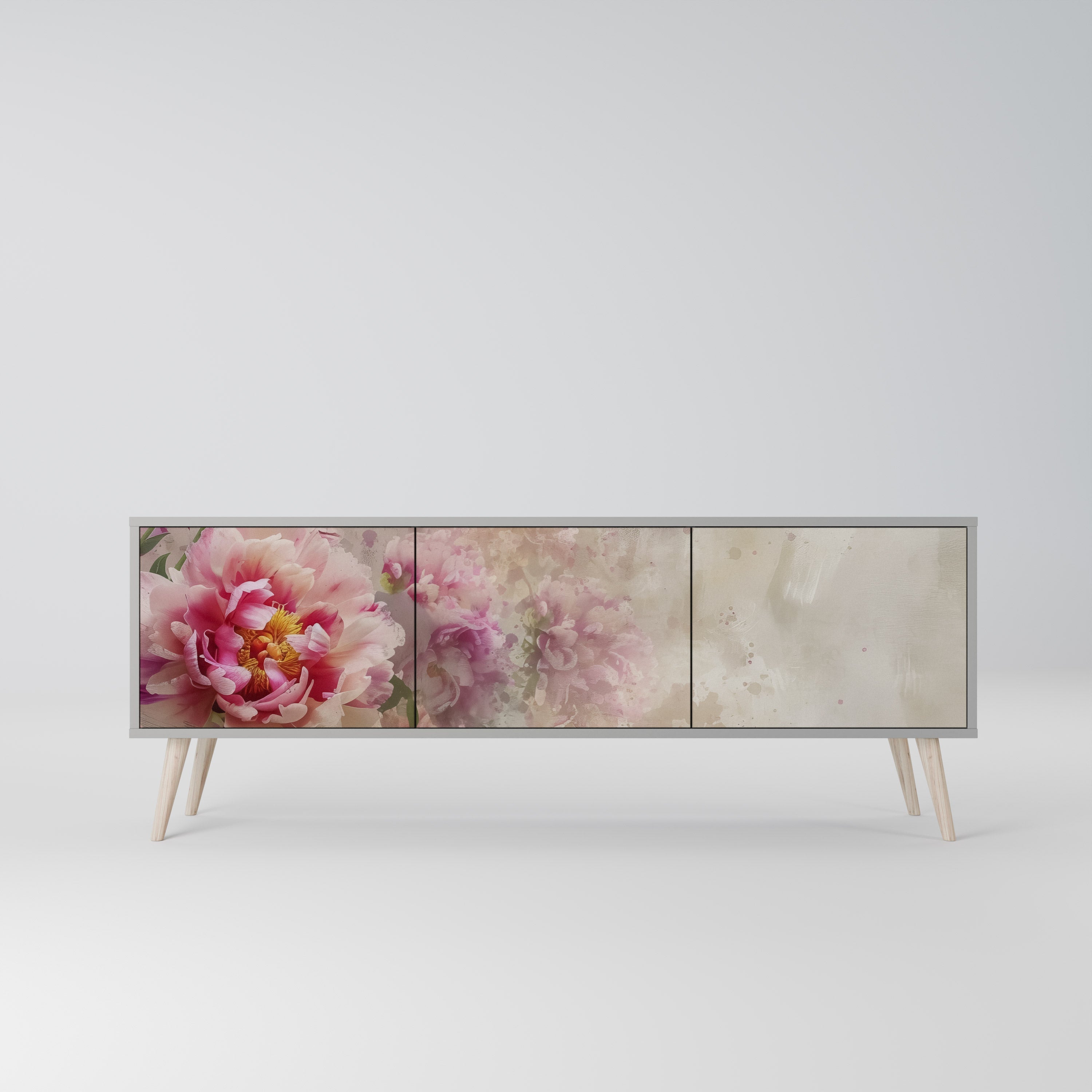 PEONY WHISPER TV-bänk med 3 dörrar i grå finish