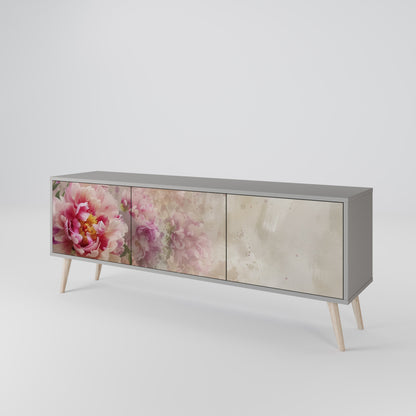 PEONY WHISPER 3-Door TV Stand in Grey Finish